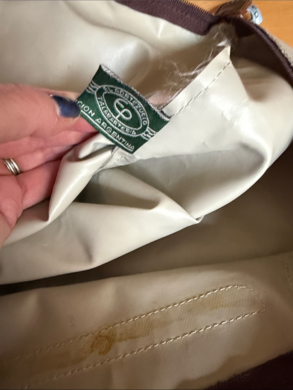 El Portezuelo Canvas Tote with Brown Leather Trim - Longchamp Style - Picture 7 of 15